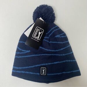 PGA Tour Men’s/Womens Navy Blue Beanie with Pom Pom, OS